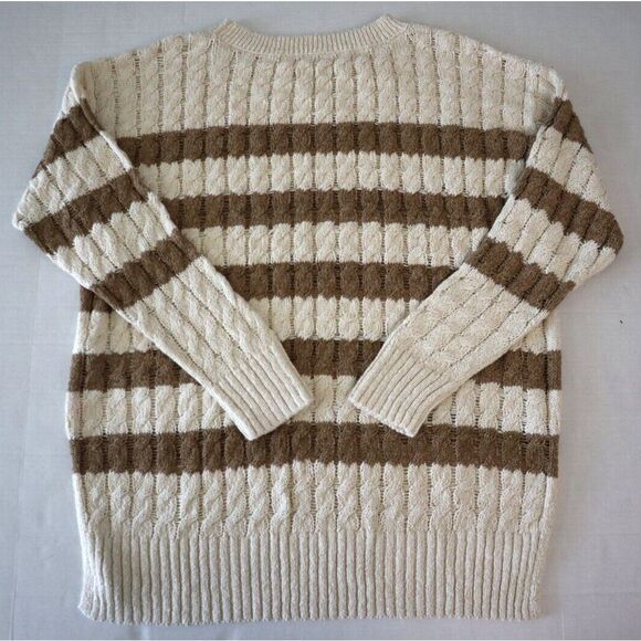 Pilcro x Anthropologie Women Sz M Neutral Oversized Longline Stitch Sweater - Picture 2 of 8